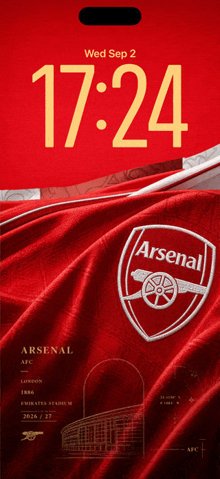 Arsenal — Flag and Gold Crest — iPhone / iPad wallpaper preview